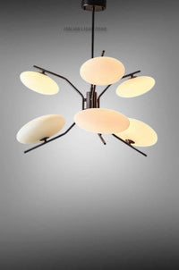 Mid Century Modern 6 Light Sputnik Chandelier | Black Ceiling Light with Glass Globe Shades | Dining Room Lighting