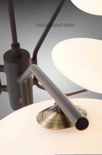 Mid Century Modern 6 Light Sputnik Chandelier | Black Ceiling Light with Glass Globe Shades | Dining Room Lighting