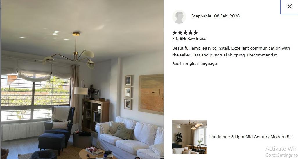Handmade 3 Light Mid Century Modern Brass Chandelier | White Curved Shades Sputnik Ceiling Light | Semi Flush Mount Pendant Fixture