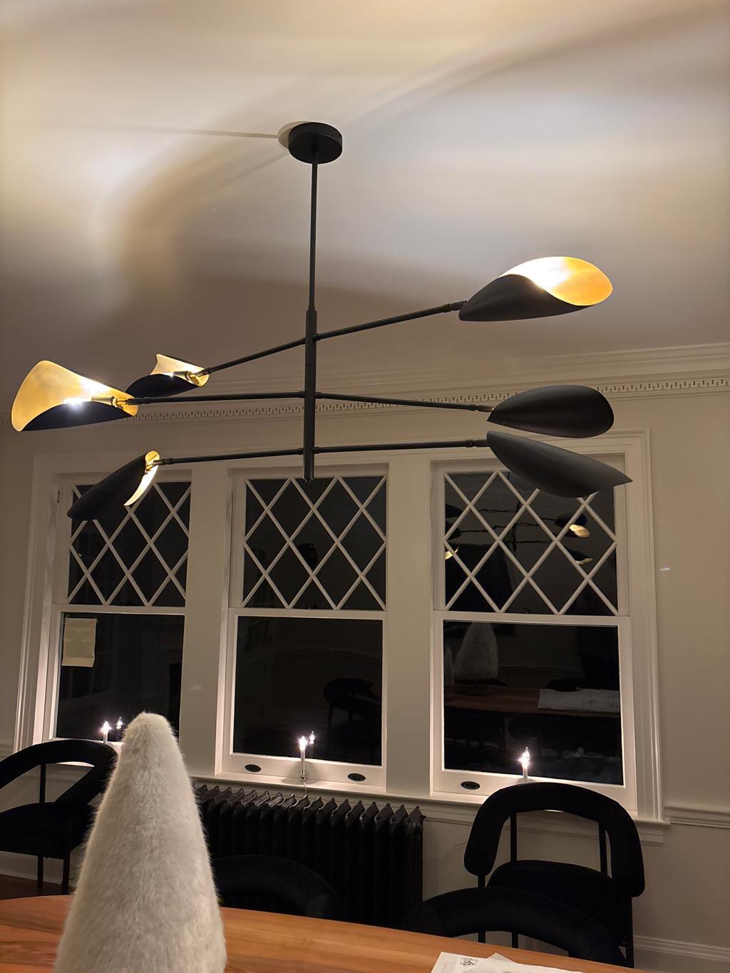 Mid Century Modern Black Linear Pendant Light | Handmade Ceiling Lamp for Dining Room, Kitchen Island Lighting, Minimalist Chandelier
