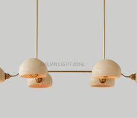Mid Century Modern Italian Brass Chandelier with  metal Shades – Handmade Linear Pendant Light for Dining Room Kitchen Island