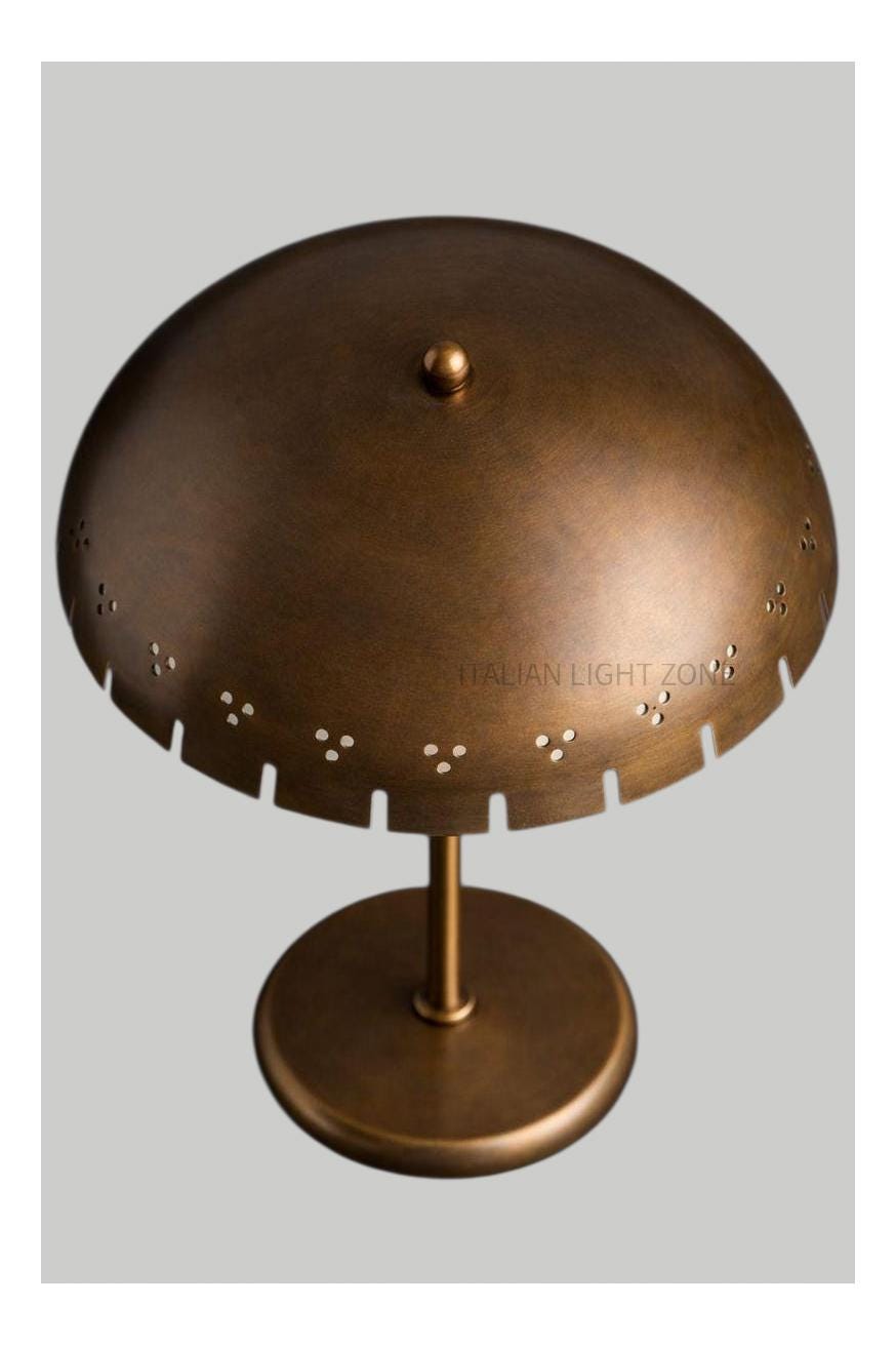 Mid Century Modern Mushroom Brass Lamp | Vintage Italian Stilnovo Style Table Lamp | Handmade Solid Brass Desk & Bedside Light