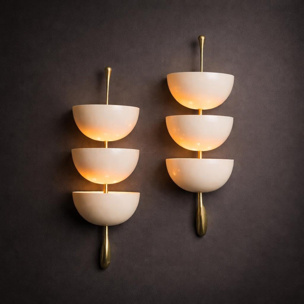 Pair of Mid Century Modern Diabolo Wall Sconces |Handcrafted Italian Brass Light Fixtures |Vintage Wall Lamps |Christmas & Housewarming Gift