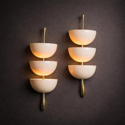 Pair of Mid Century Modern Diabolo Wall Sconces |Handcrafted Italian Brass Light Fixtures |Vintage Wall Lamps |Christmas & Housewarming Gift