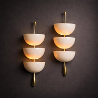 Pair of Mid-Century Opaline Glass Wall Sconces – Italian Stilnovo Style – Brass Vintage Industrial Light – Retro Modern Wall Fixture