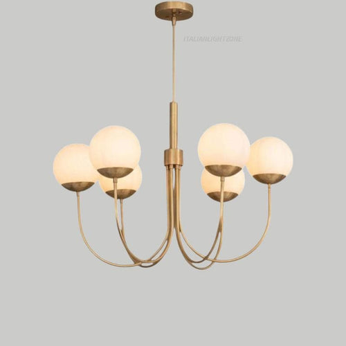 1920s Mid Century Modern Pendant Light – Brass & Walnut Chandelier with Enamel Shades | Vintage Ceiling Fixture for Dining Room