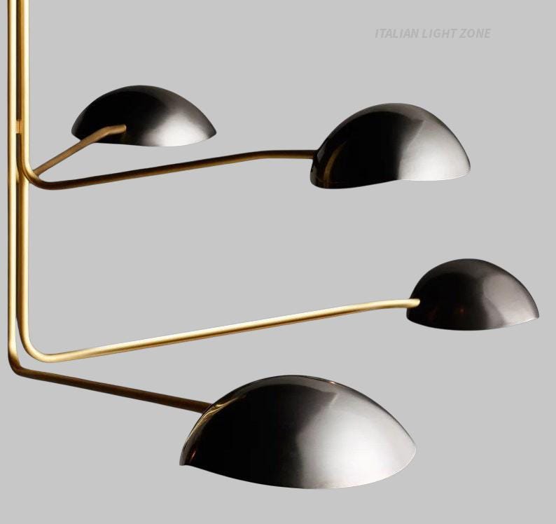 Mid Century Modern Chandelier Multi Arm Dome Pendant Light Fixture, Luxury Space Age Ceiling Lighting for Living Room Dining Area Home Décor