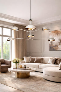 Mid Century Modern Chandelier Multi Arm Dome Pendant Light Fixture, Luxury Space Age Ceiling Lighting for Living Room Dining Area Home Décor
