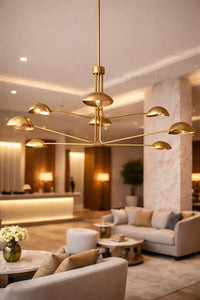 Mid Century Modern Chandelier Multi Arm Dome Pendant Light Fixture, Luxury Space Age Ceiling Lighting for Living Room Dining Area Home Décor