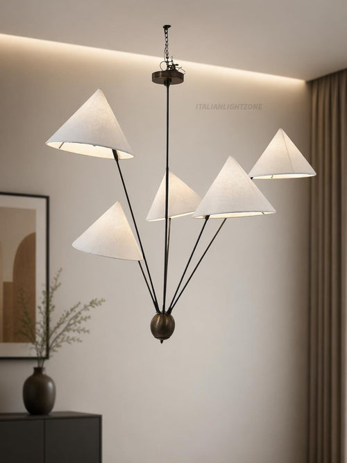 1950s Modern Mobile Chandelier Mid Century Sculptural Ceiling Light, Contemporary Calder Style Pendant Lighting Fixture 8 arms branch light.