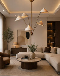 1950s Modern Mobile Chandelier Mid Century Sculptural Ceiling Light, Contemporary Calder Style Pendant Lighting Fixture 8 arms branch light.