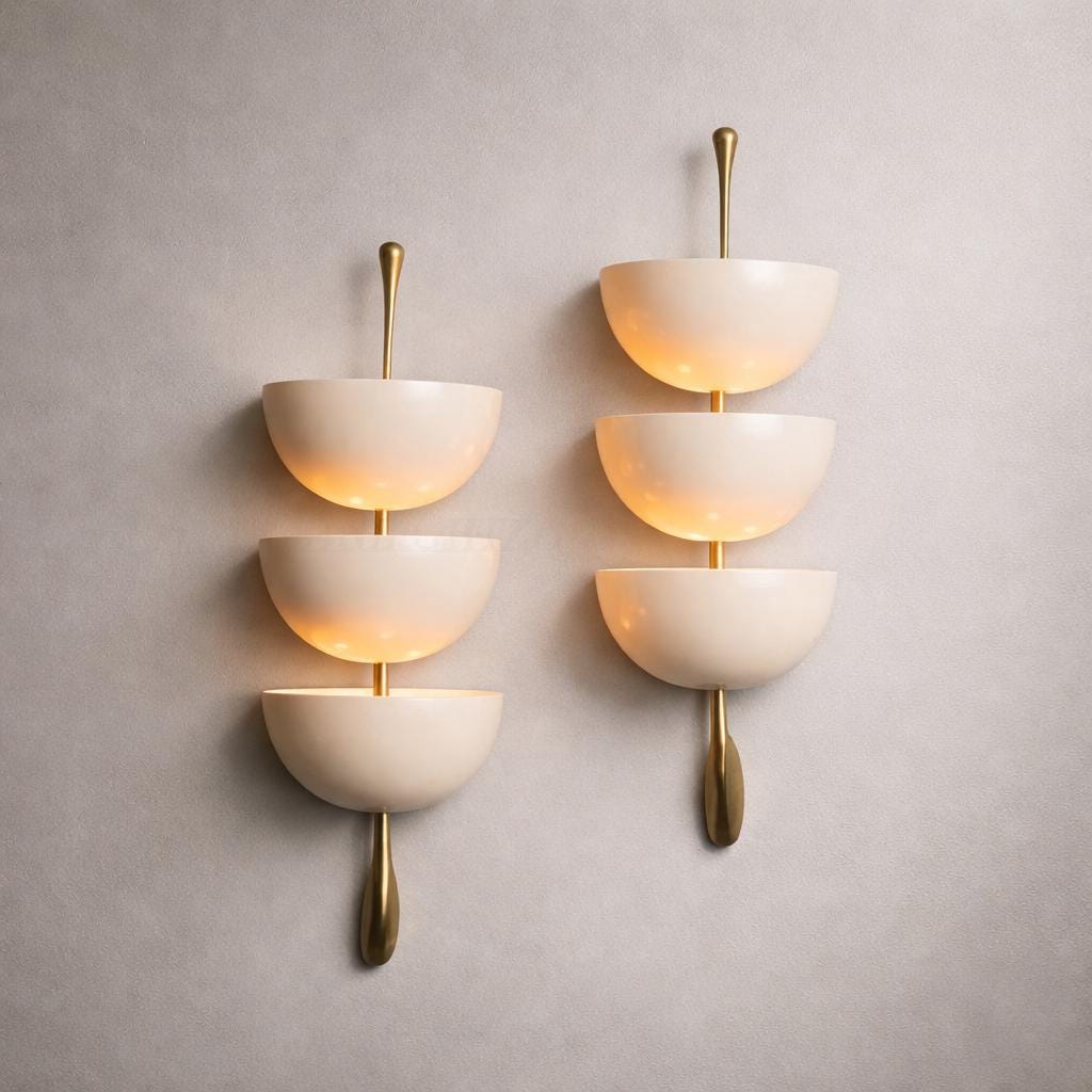 Mid Century Modern Wall Sconce, Italian Brass Wall Lamp, Stilnovo Style Tiered Wall Light, Modern Vintage Wall Lighting Fixture