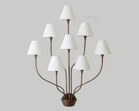 Modern  Brass wall sconce with White Fabric Shades – Mid Century Multi Arm Ceiling Light Fixture for Living Room, Dining Room, Bedroom Décor