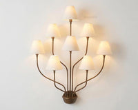Modern  Brass wall sconce with White Fabric Shades – Mid Century Multi Arm Ceiling Light Fixture for Living Room, Dining Room, Bedroom Décor