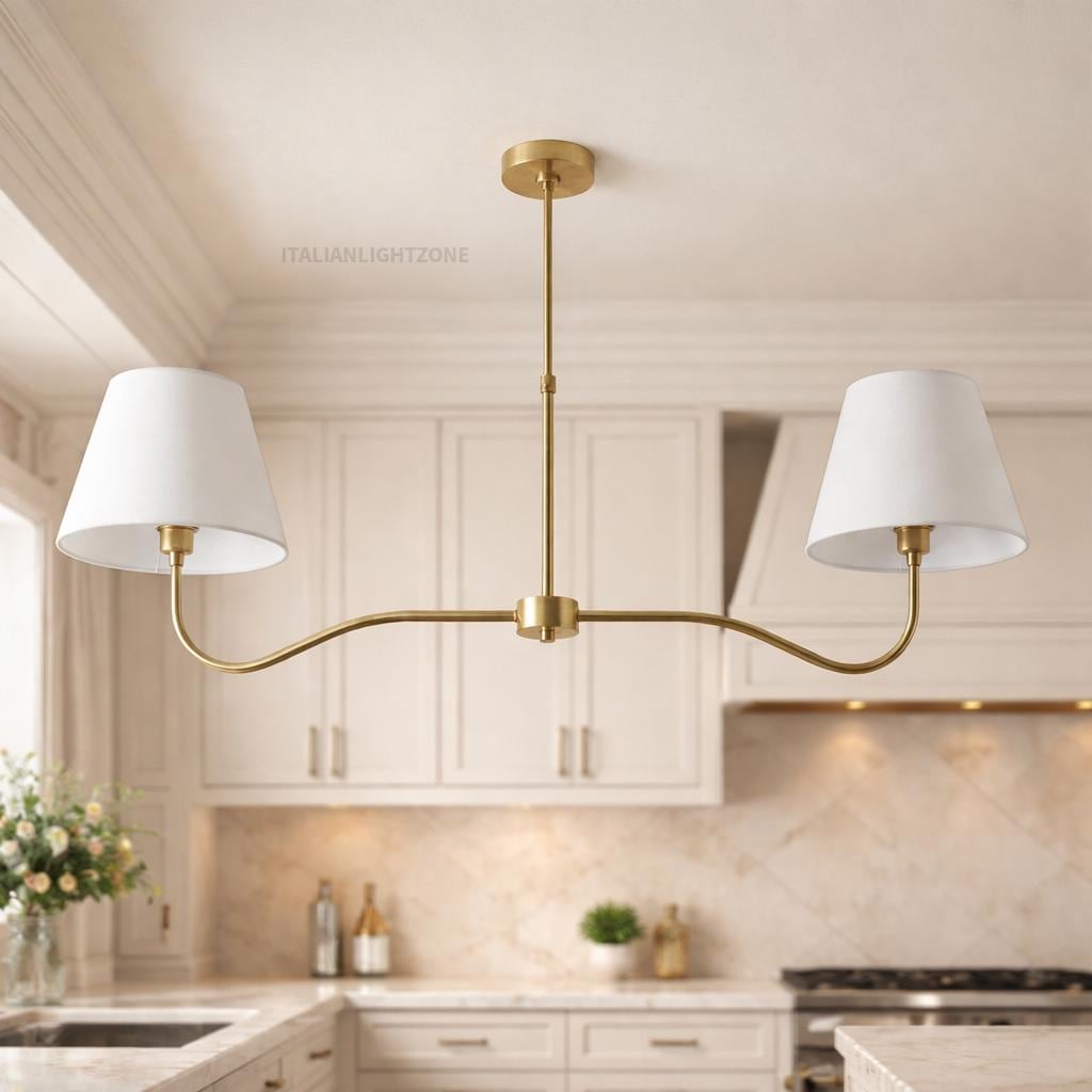 Modern Brass Linear Chandelier, Mid Century Dining Room Light, 6 Light  Chandelier, Kitchen Island Lighting, Minimalist Brass Pendant
