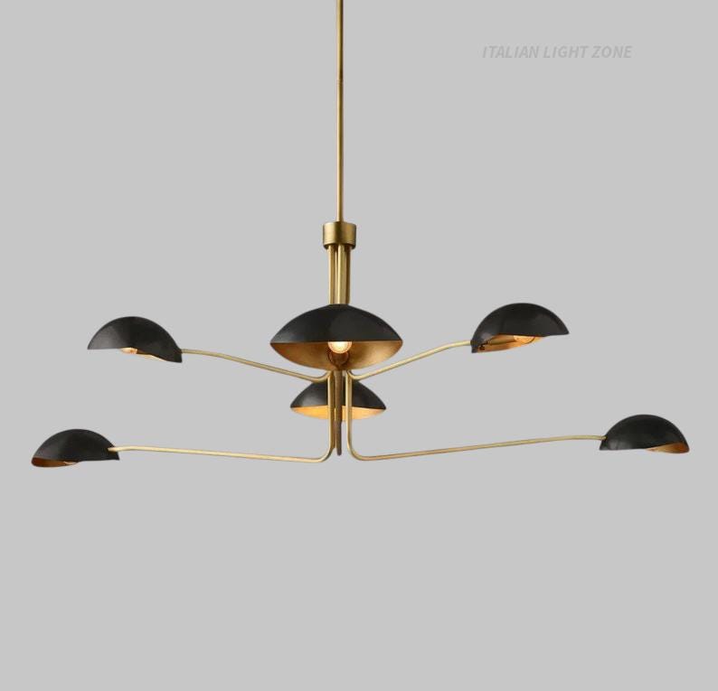 Mid Century Modern Chandelier Multi Arm Dome Pendant Light Fixture, Luxury Space Age Ceiling Lighting for Living Room Dining Area Home Décor