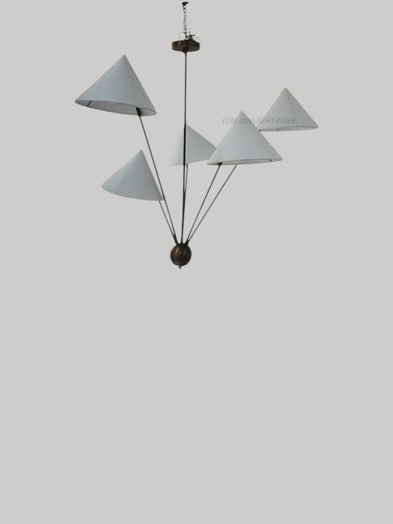 1950s Modern Mobile Chandelier Mid Century Sculptural Ceiling Light, Contemporary Calder Style Pendant Lighting Fixture 8 arms branch light.