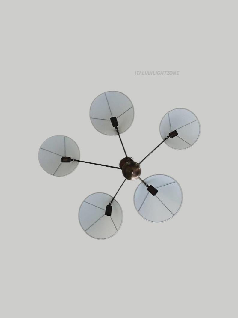 1950s Modern Mobile Chandelier Mid Century Sculptural Ceiling Light, Contemporary Calder Style Pendant Lighting Fixture 8 arms branch light.