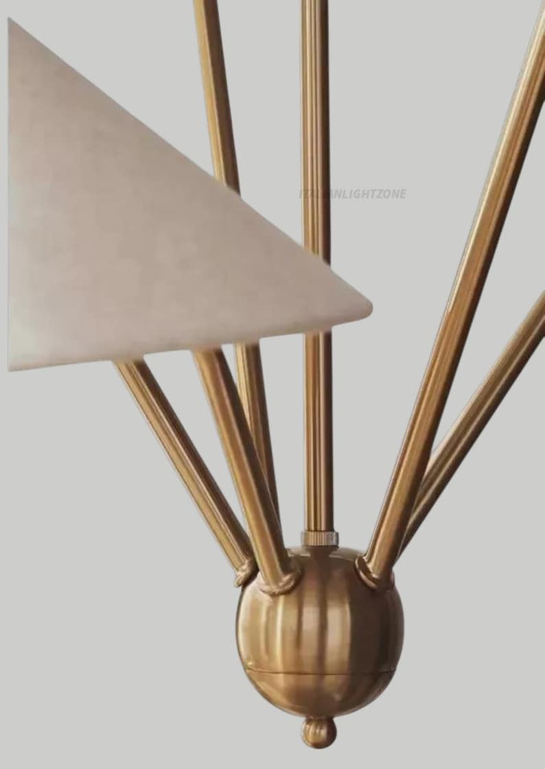 1950s Modern Mobile Chandelier Mid Century Sculptural Ceiling Light, Contemporary Calder Style Pendant Lighting Fixture 8 arms branch light.