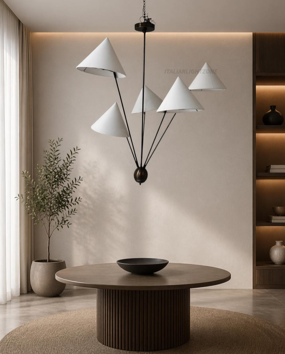 1950s Modern Mobile Chandelier Mid Century Sculptural Ceiling Light, Contemporary Calder Style Pendant Lighting Fixture 8 arms branch light.