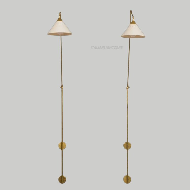 Modern Adjustable Brass Swing Arm Wall Lamp with Dual Cone Shades – Mid Century Industrial Sconce Lighting Fixture for bedroom & living room
