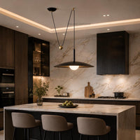 Modern Black Pendant Light Fixture for Kitchen Island, Nordic Dome Hanging Lamp, Luxury Dining Room Ceiling Chandelier Decor