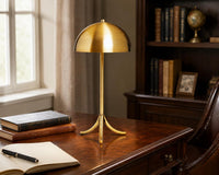 Italian Brass Mushroom Table Lamp, Mid Century Modern Dome Lamp, Vintage Bedside Reading Light, Luxury Desk Lamp, MCM Decor
