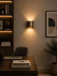 Modern Gold Wall Sconce | Up & Down Light Fixture | Minimalist Brass Wall Lamp | Contemporary Hallway Bedroom Lighting