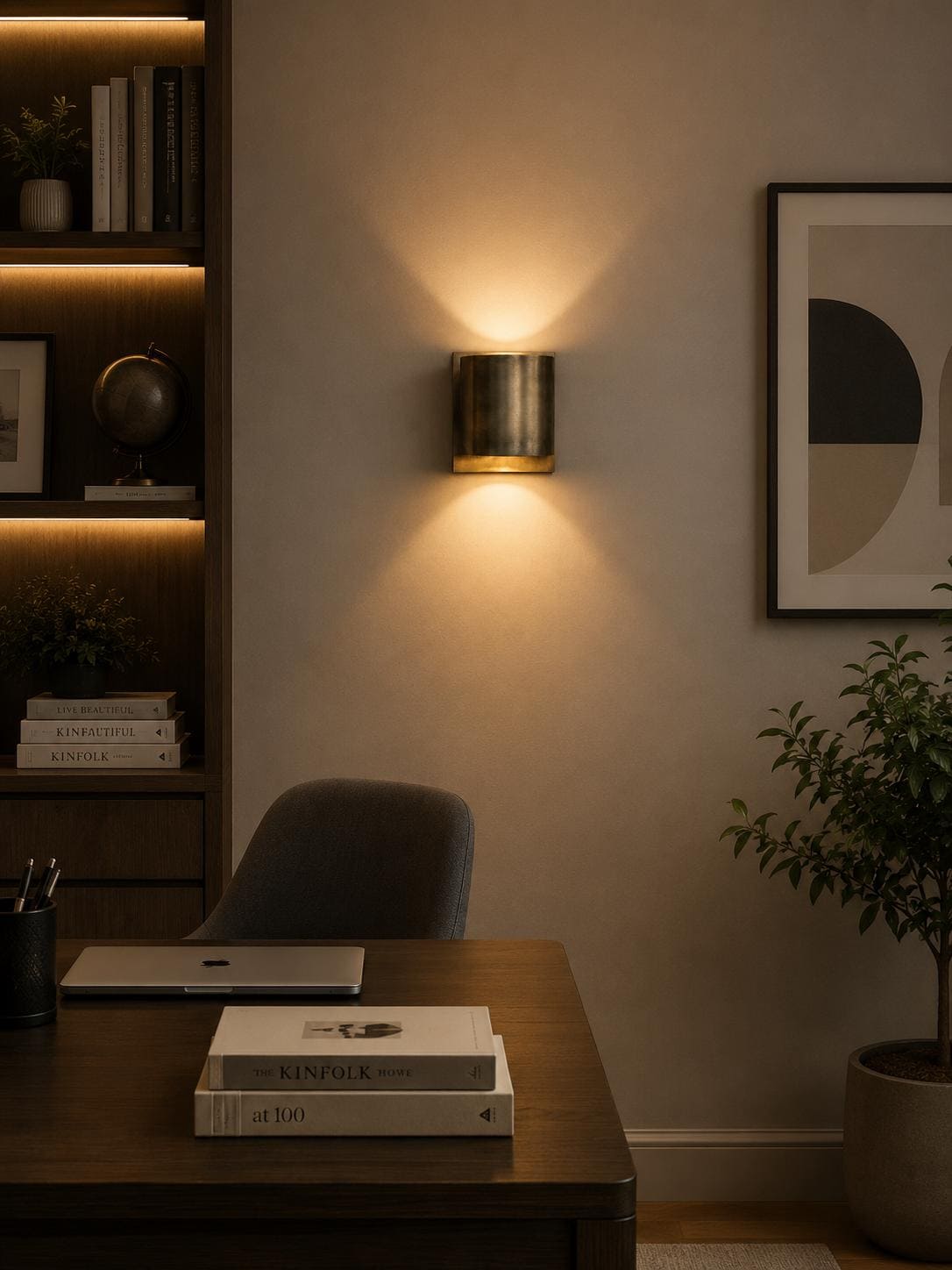 Modern Gold Wall Sconce | Up & Down Light Fixture | Minimalist Brass Wall Lamp | Contemporary Hallway Bedroom Lighting
