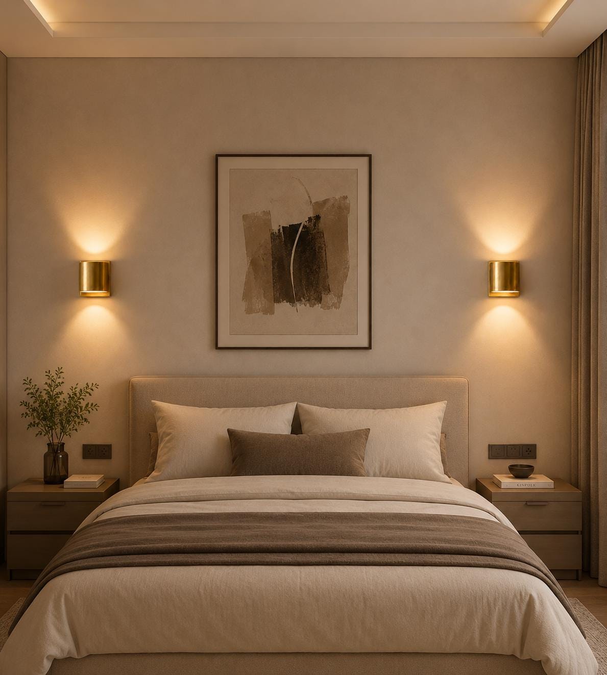 Modern Gold Wall Sconce | Up & Down Light Fixture | Minimalist Brass Wall Lamp | Contemporary Hallway Bedroom Lighting