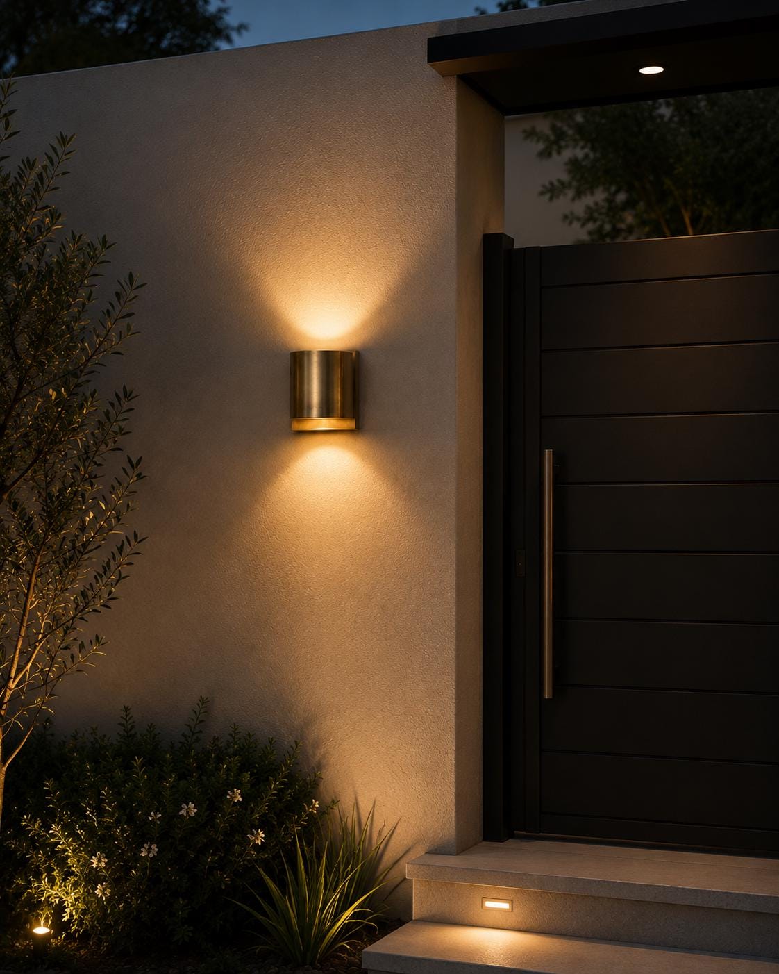 Modern Gold Wall Sconce | Up & Down Light Fixture | Minimalist Brass Wall Lamp | Contemporary Hallway Bedroom Lighting