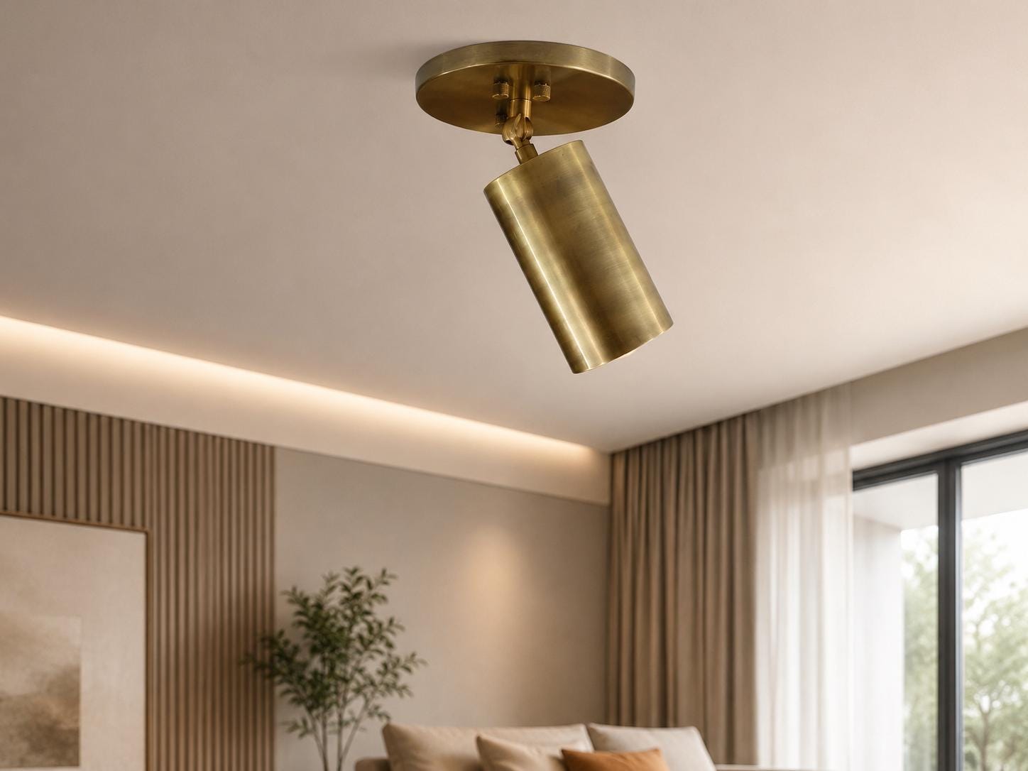 Modern Brass Ceiling Spotlight, Adjustable Gold Spot Light Fixture, Minimalist Ceiling Mount Lamp for Kitchen Hallway Bedroom