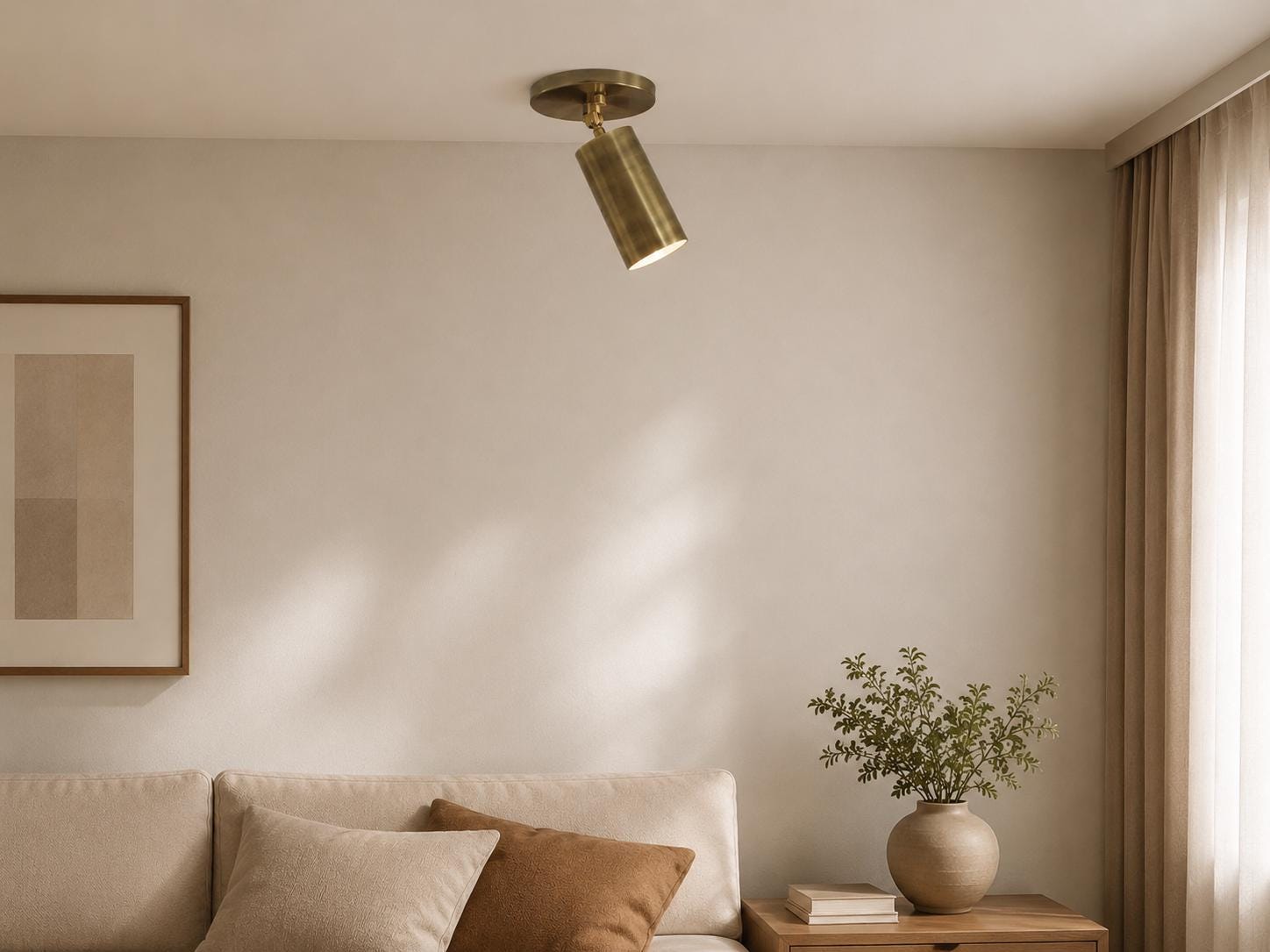 Modern Brass Ceiling Spotlight, Adjustable Gold Spot Light Fixture, Minimalist Ceiling Mount Lamp for Kitchen Hallway Bedroom