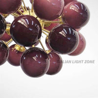 1950s Italian Mid Century Modern Burgundy Glass Sputnik Chandelier Brass Pendant Light, Retro Ceiling Lighting for Dining Room & Living Room