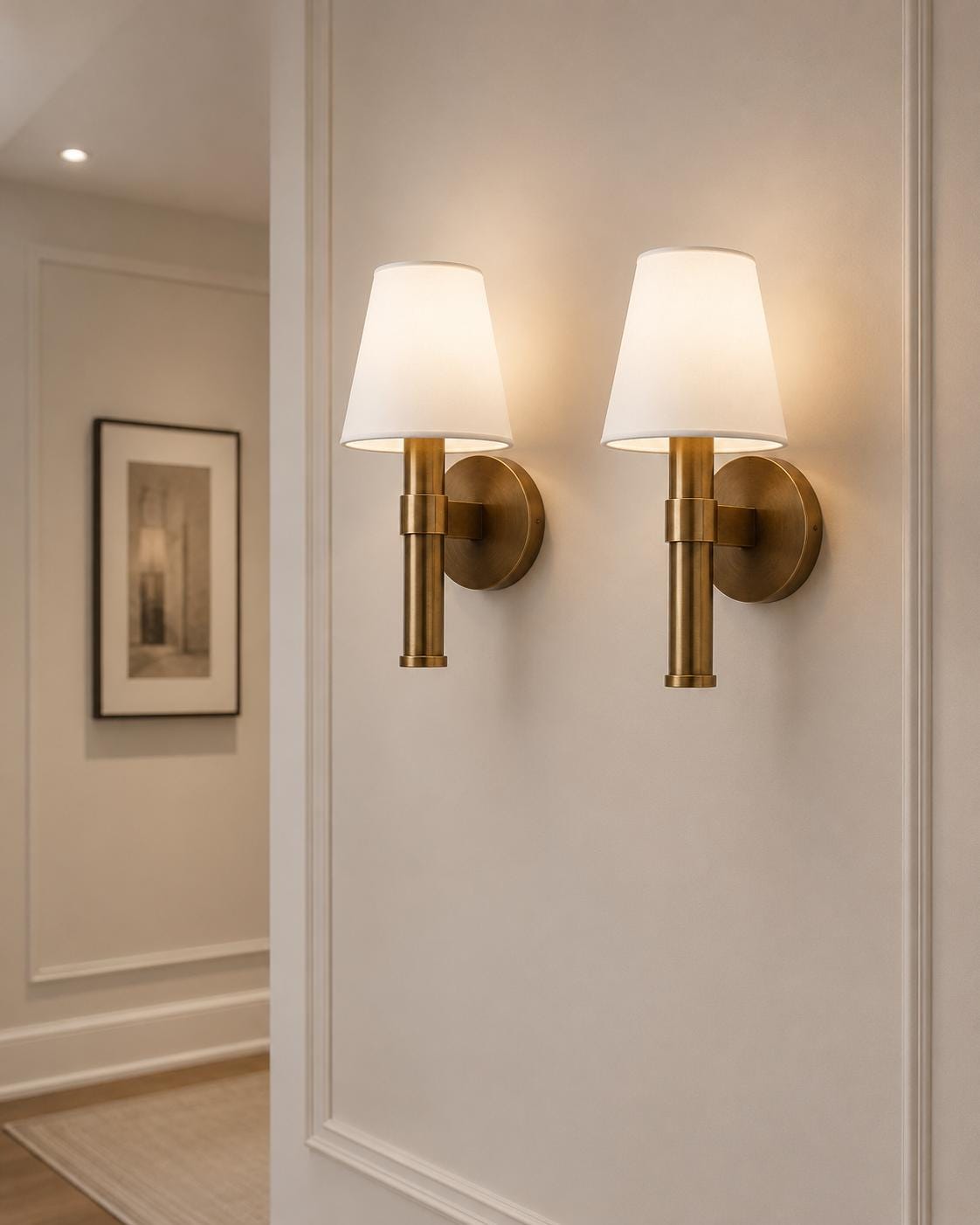 Mid Century Modern Brass Wall Sconce, Antique Brass Wall Light, Luxury Bedside Lamp, Minimalist Hallway Wall Lighting