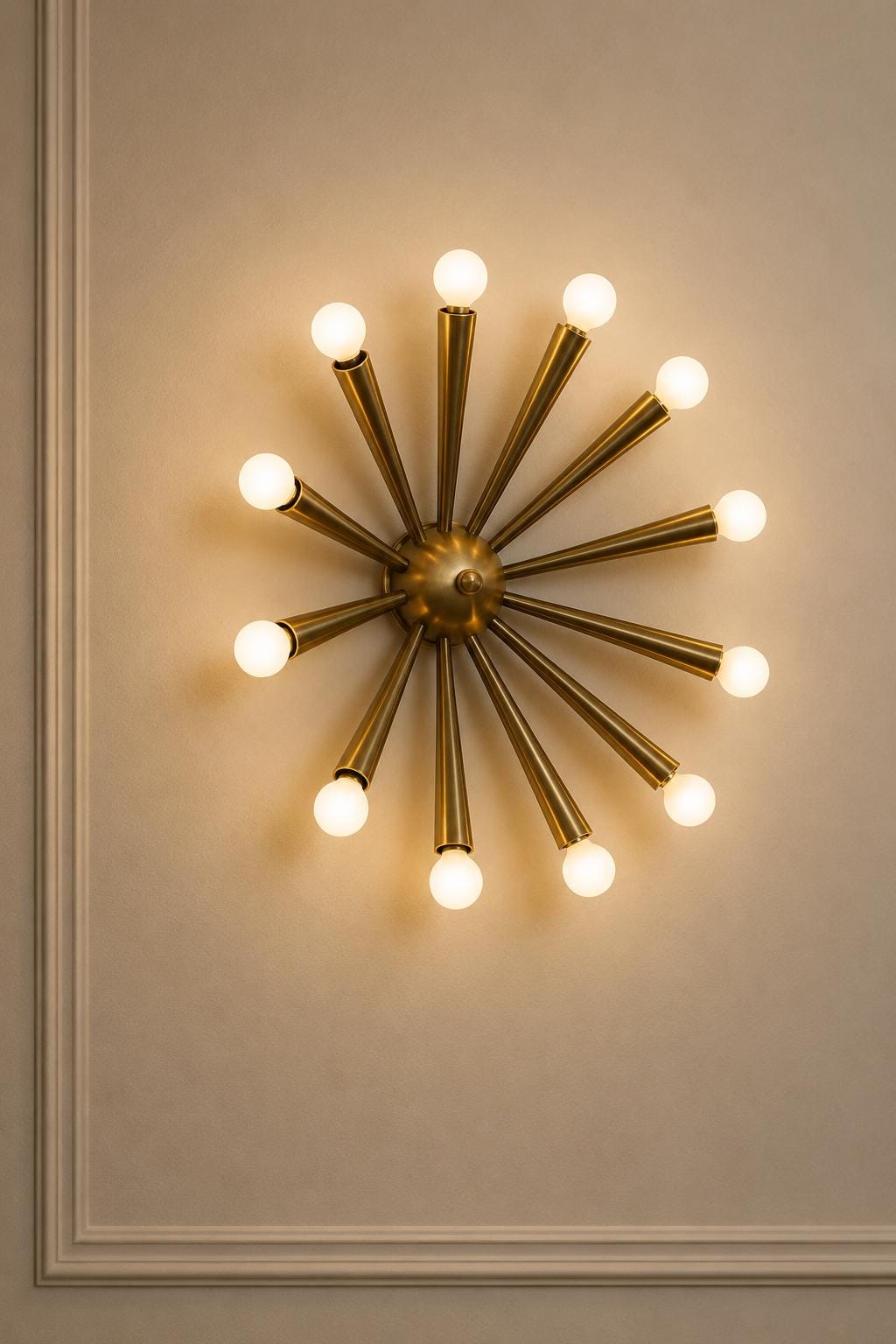 Mid Century Modern Sputnik Wall Sconce Brass Starburst Wall Light Gold Globe Wall Lamp Bedroom Living Room Hallway Lighting Fixture Decor