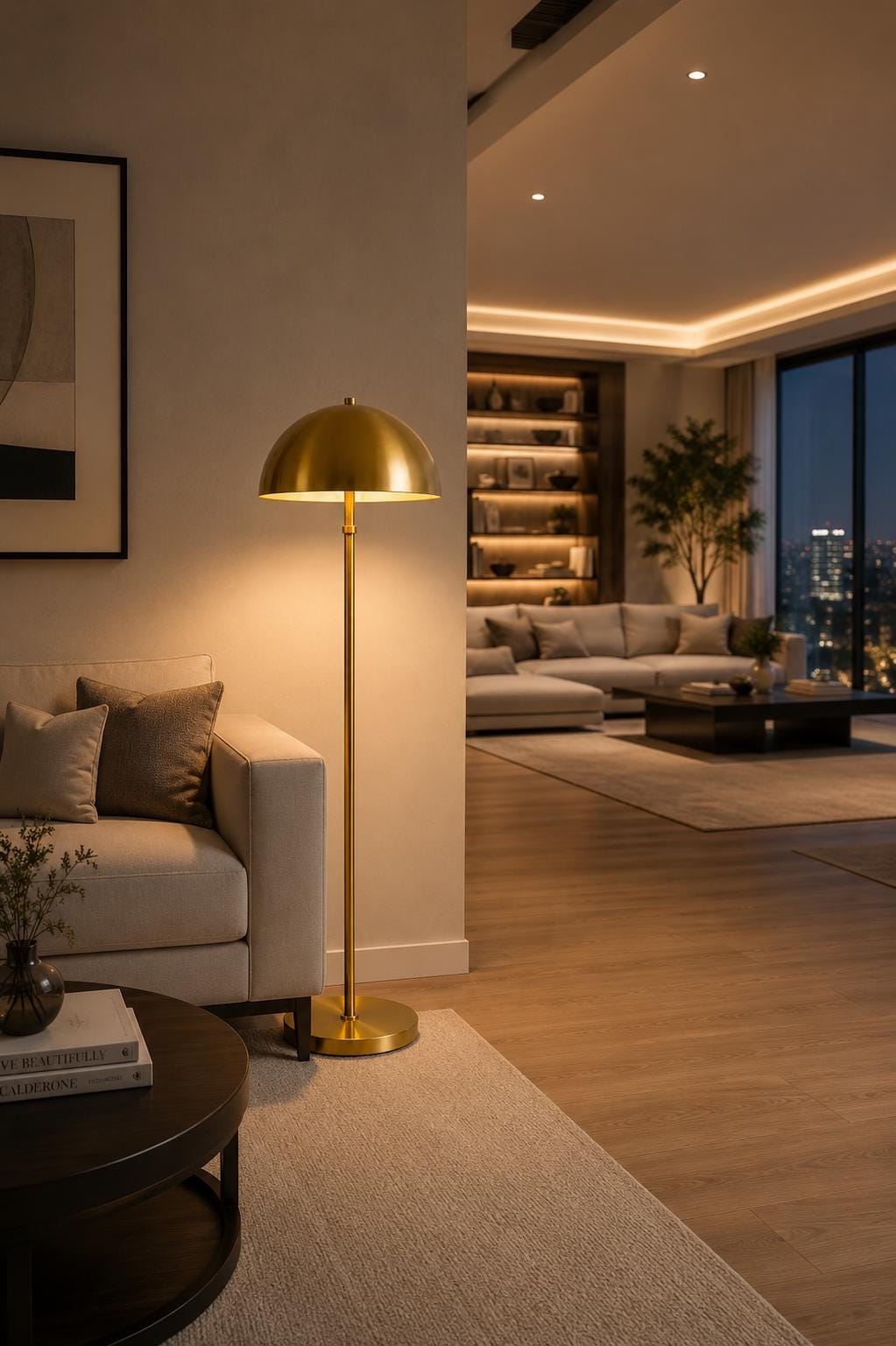 Brass Dome Floor Lamp, Mid Century Modern Standing Lamp, Mushroom Floor Light, Luxury Gold Floor Lamp, Minimalist Lighting