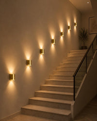 Modern Gold Wall Sconce | Up & Down Light Fixture | Minimalist Brass Wall Lamp | Contemporary Hallway Bedroom Lighting