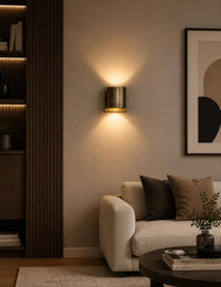 Modern Gold Wall Sconce | Up & Down Light Fixture | Minimalist Brass Wall Lamp | Contemporary Hallway Bedroom Lighting