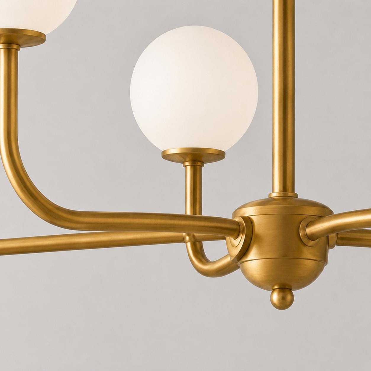 Mid Century Modern Brass Chandelier, 5 Light Globe Chandelier, Modern Ceiling Light, Brass Pendant Light Fixture