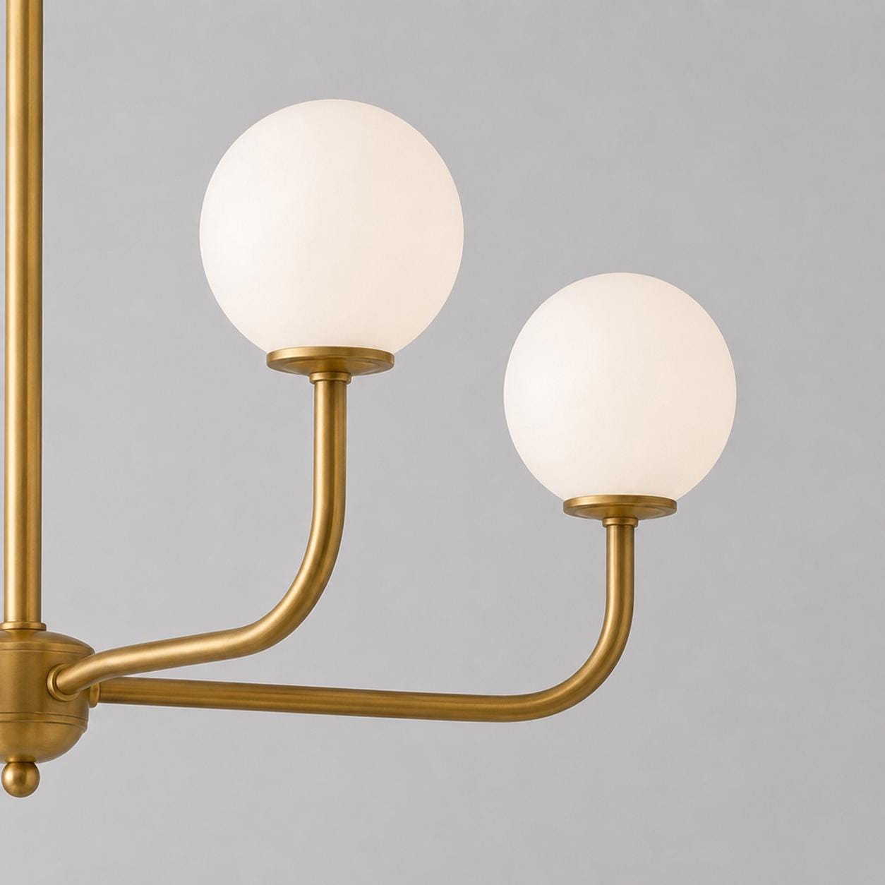 Mid Century Modern Brass Chandelier, 5 Light Globe Chandelier, Modern Ceiling Light, Brass Pendant Light Fixture