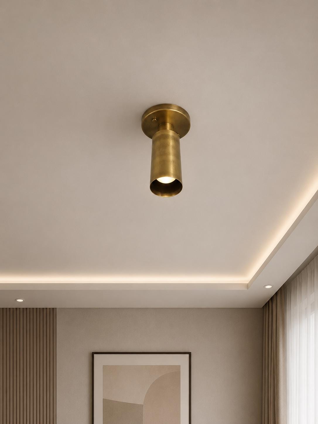 Modern Brass Ceiling Spotlight, Adjustable Gold Spot Light Fixture, Minimalist Ceiling Mount Lamp for Kitchen Hallway Bedroom