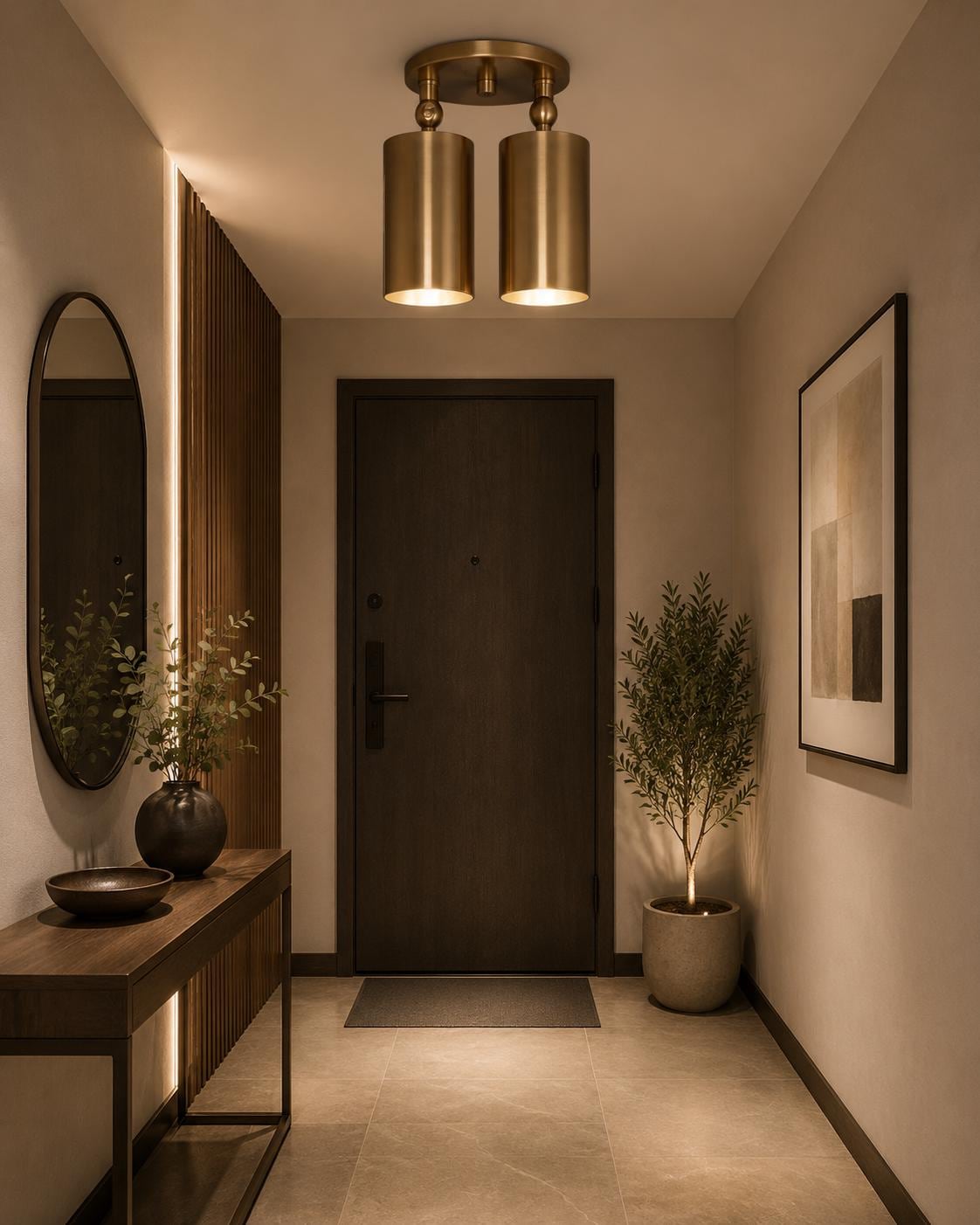 Adjustable Brass Double Spotlight Ceiling Light, Modern Flush Mount Directional Lighting Fixture for Living Room Bedroom Hallway