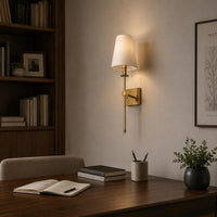 Modern Brass Wall Sconce with Fabric Shade, Mid Century Wall Lamp, Bedroom Bedside Light, Luxury Hotel Wall Lighting Fixture