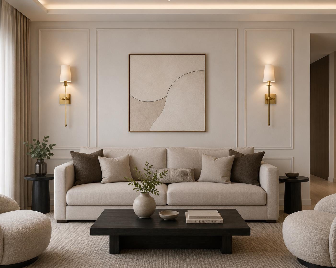 Modern Brass Wall Sconce with Fabric Shade, Mid Century Wall Lamp, Bedroom Bedside Light, Luxury Hotel Wall Lighting Fixture
