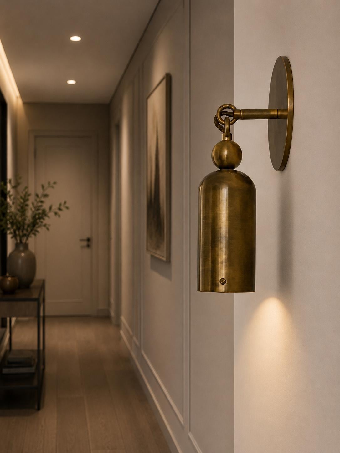 Modern Brass Wall Sconce, Mid Century Wall Light, Antique Brass Hallway Lamp, Entryway Lighting Fixture, Luxury Wall Lamp