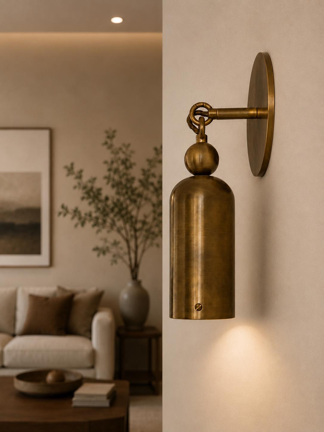 Modern Brass Wall Sconce, Mid Century Wall Light, Antique Brass Hallway Lamp, Entryway Lighting Fixture, Luxury Wall Lamp