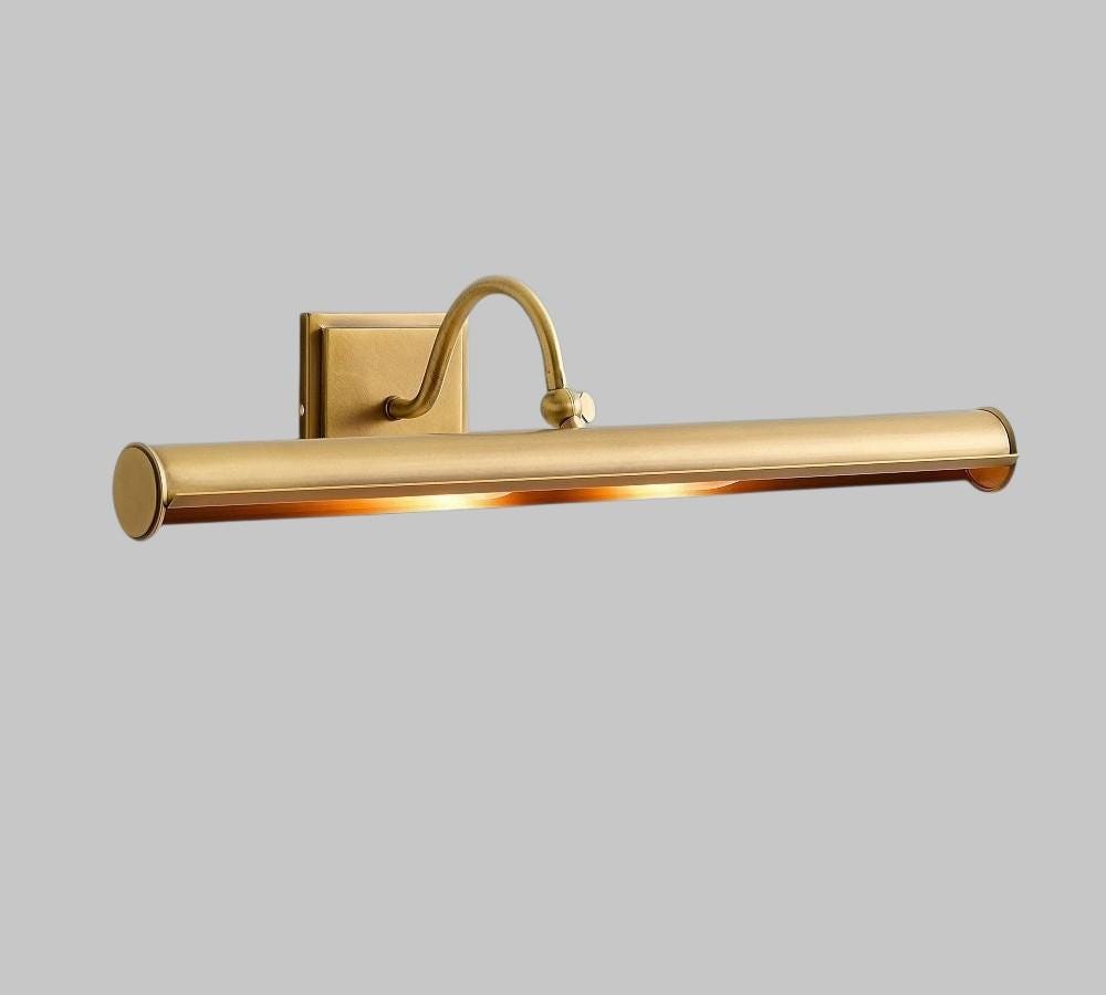 Vintage Brass Picture Light, Adjustable Wall Art Lamp, Antique Gallery Lighting, Mid Century Modern Painting Light Fixture