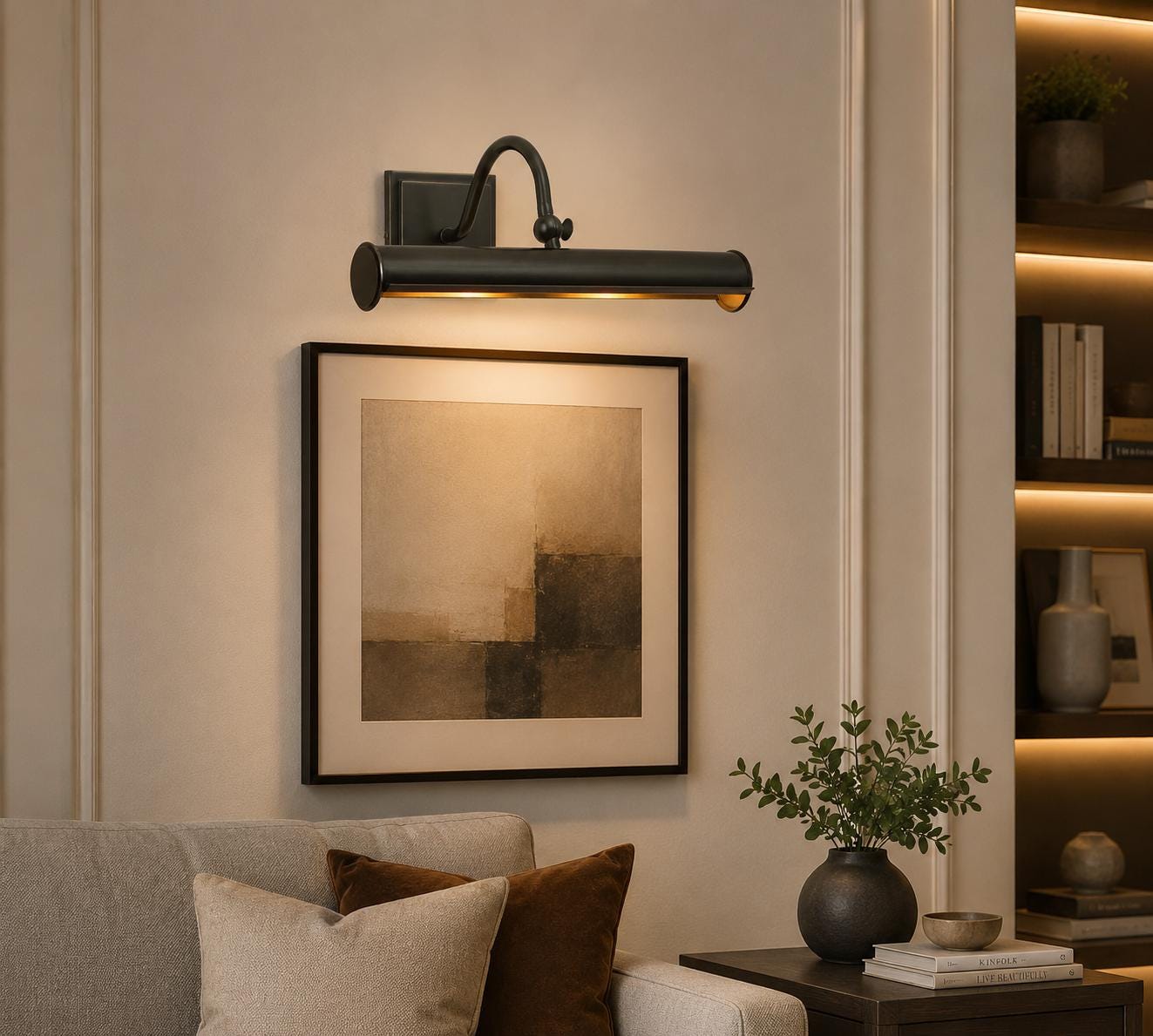 Vintage Brass Picture Light, Adjustable Wall Art Lamp, Antique Gallery Lighting, Mid Century Modern Painting Light Fixture