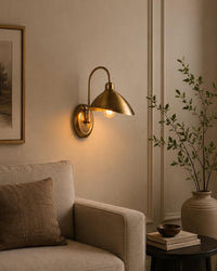 Mid Century Modern Brass Wall Sconce, Antique Brass Dome Wall Light, Handmade Bedside Wall Lamp, Luxury Bedroom Hallway Lighting